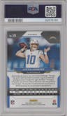 Justin Herbert from the 2020 Panini Prizm set featuring a Red/White/Blue Prizm parallel graded by PSA and given an overall grade of 9.