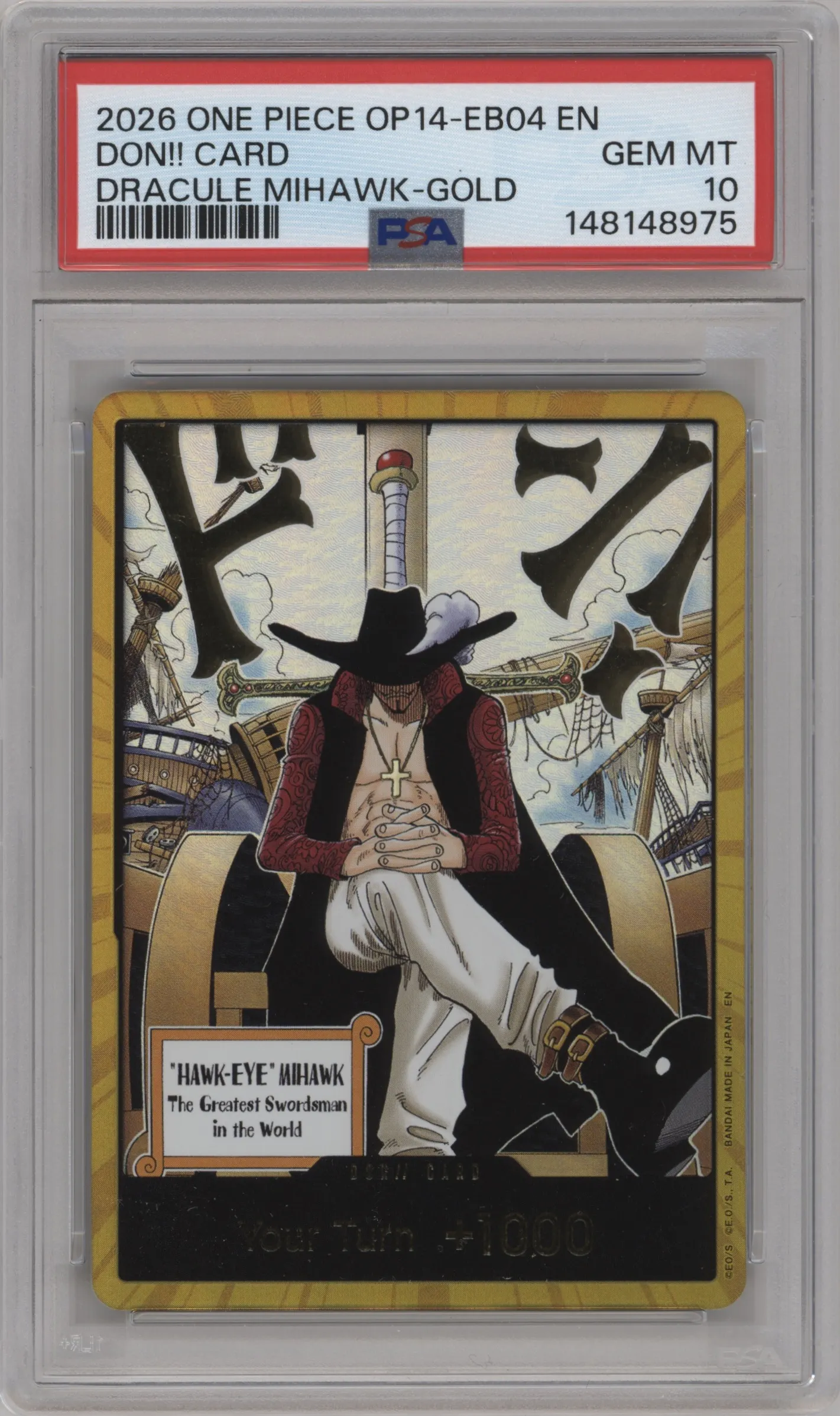 2026 One Piece The Azure Sea's Seven DON!! Card Gold PSA 10