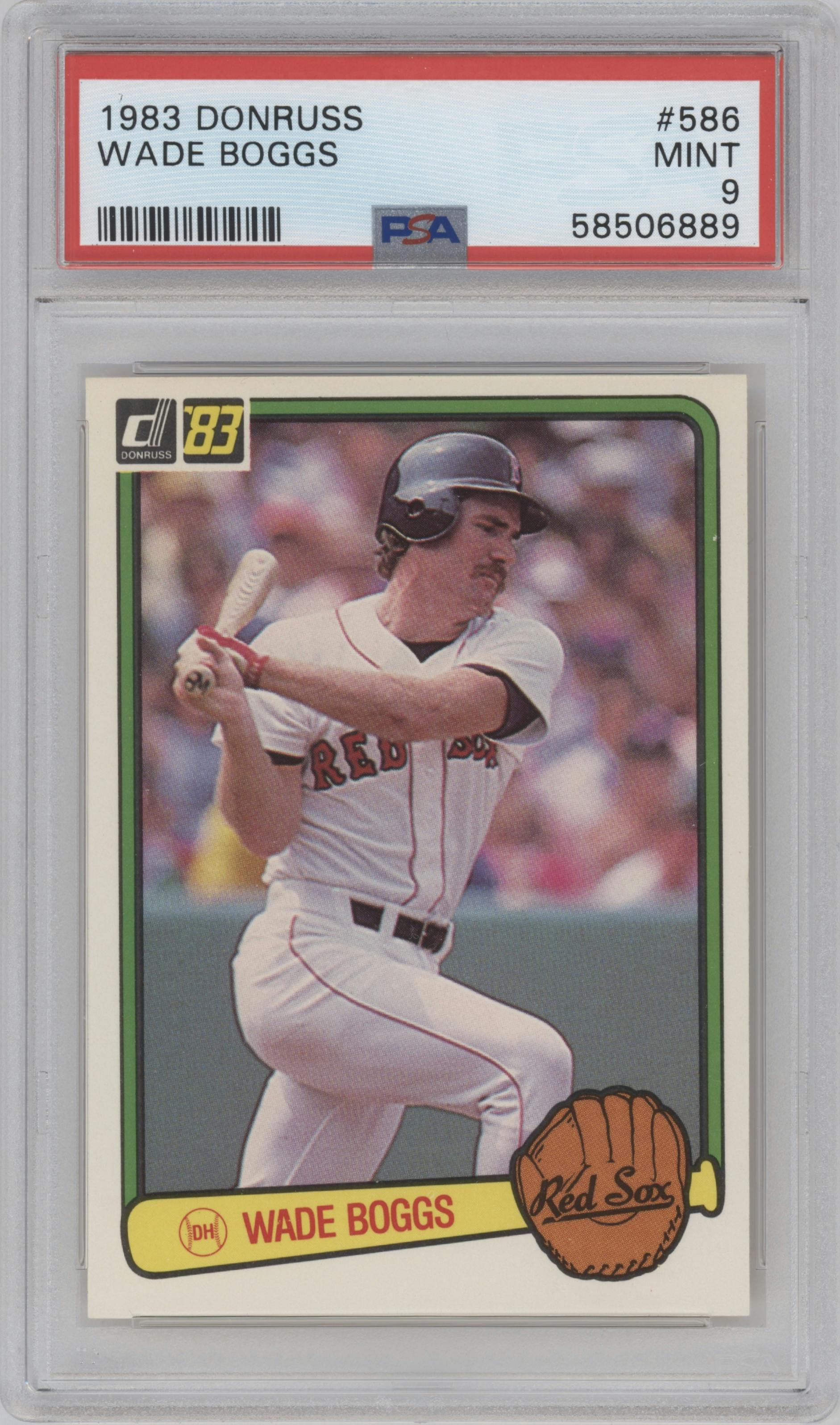 Wade Boggs from the 1983 Donruss set graded by PSA and given an overall grade of 9.