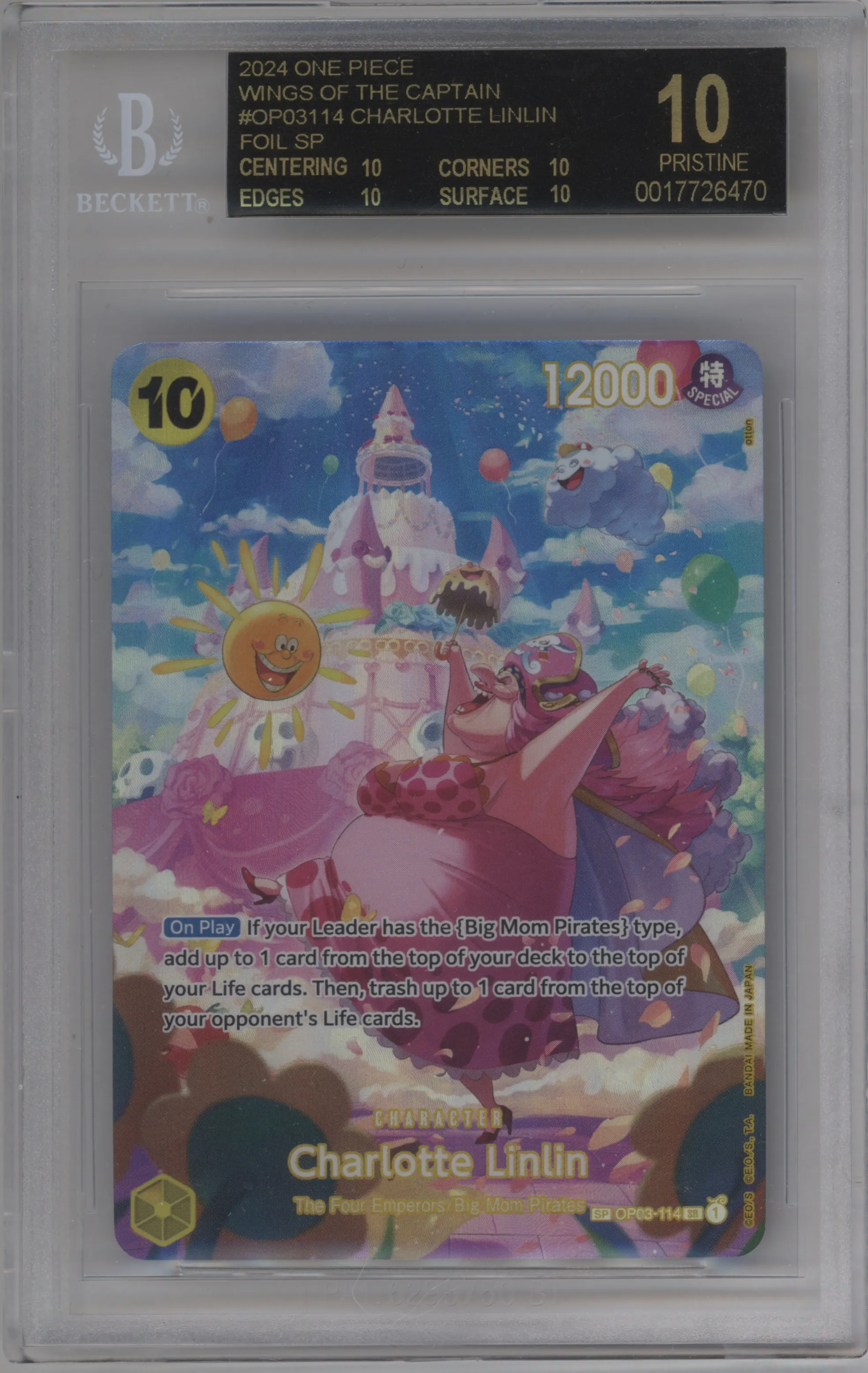 2024 One Piece Wings of the Captain Charlotte Linlin Alternate Art OP03-114 SR #SP OP03-114 SR BGS 10