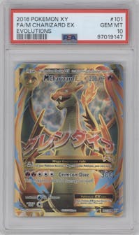 M Charizard EX from the 2016 Pokemon XY set graded by PSA and given an overall grade of 10.