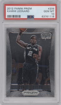 Kawhi Leonard from the 2012-13 Panini Prizm set graded by PSA and given an overall grade of 10.