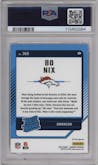 Bo Nix from the 2024 Donruss set featuring a Pink parallel graded by PSA and given an overall grade of 10.