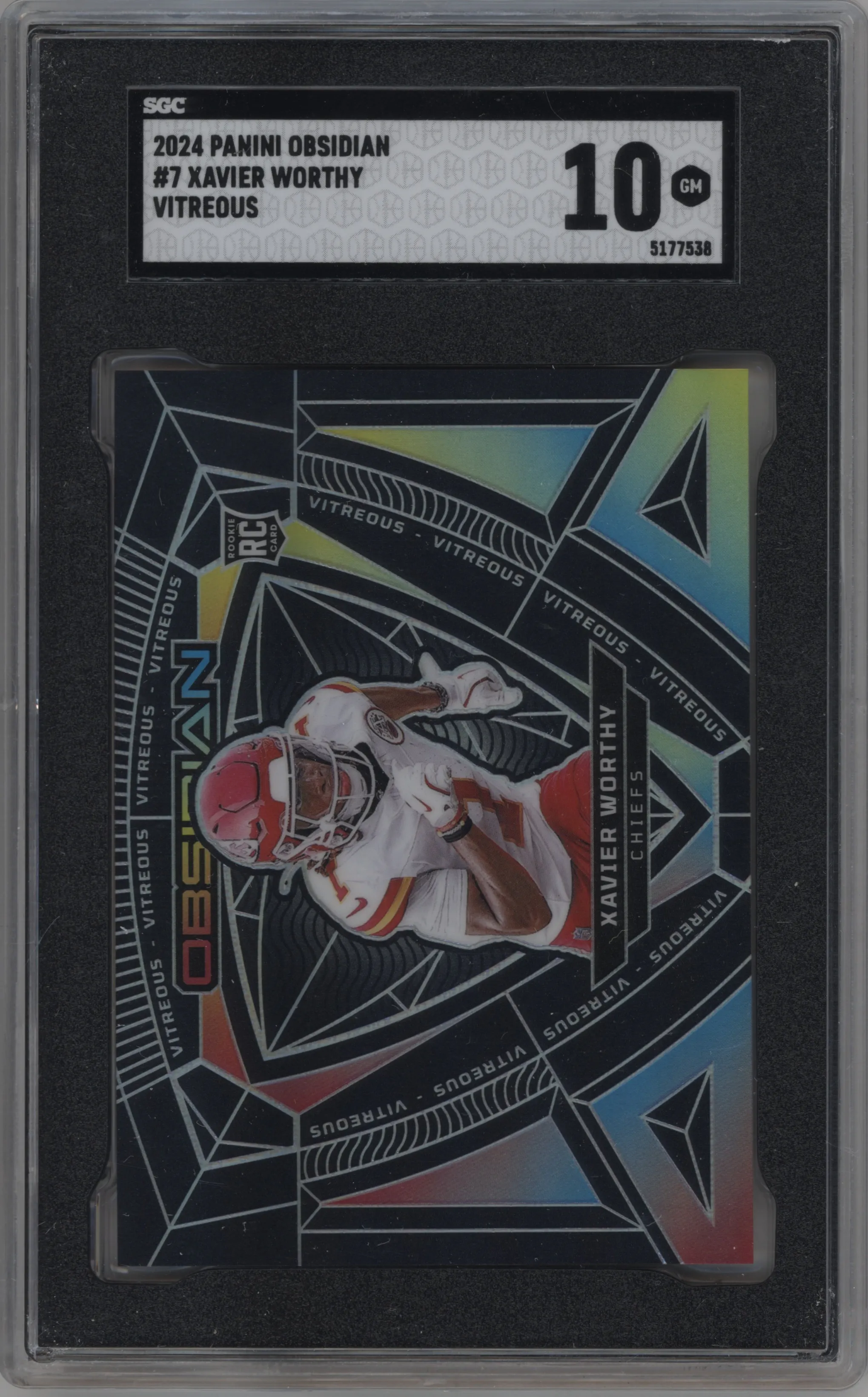 2024 Panini Obsidian Vitreous Xavier Worthy SGC 10