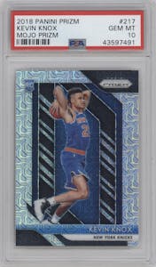 Kevin Knox from the 2018-19 Panini Prizm set featuring a Mojo parallel graded by PSA and given an overall grade of 10.