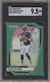 Caleb Williams from the 2024 Panini Prizm set featuring a Green Wave parallel graded by SGC and given an overall grade of 9.5.