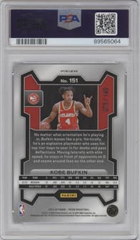 Kobe Bufkin from the 2023-24 Panini Prizm set featuring a Purple Ice  parallel graded by PSA and given an overall grade of 10.