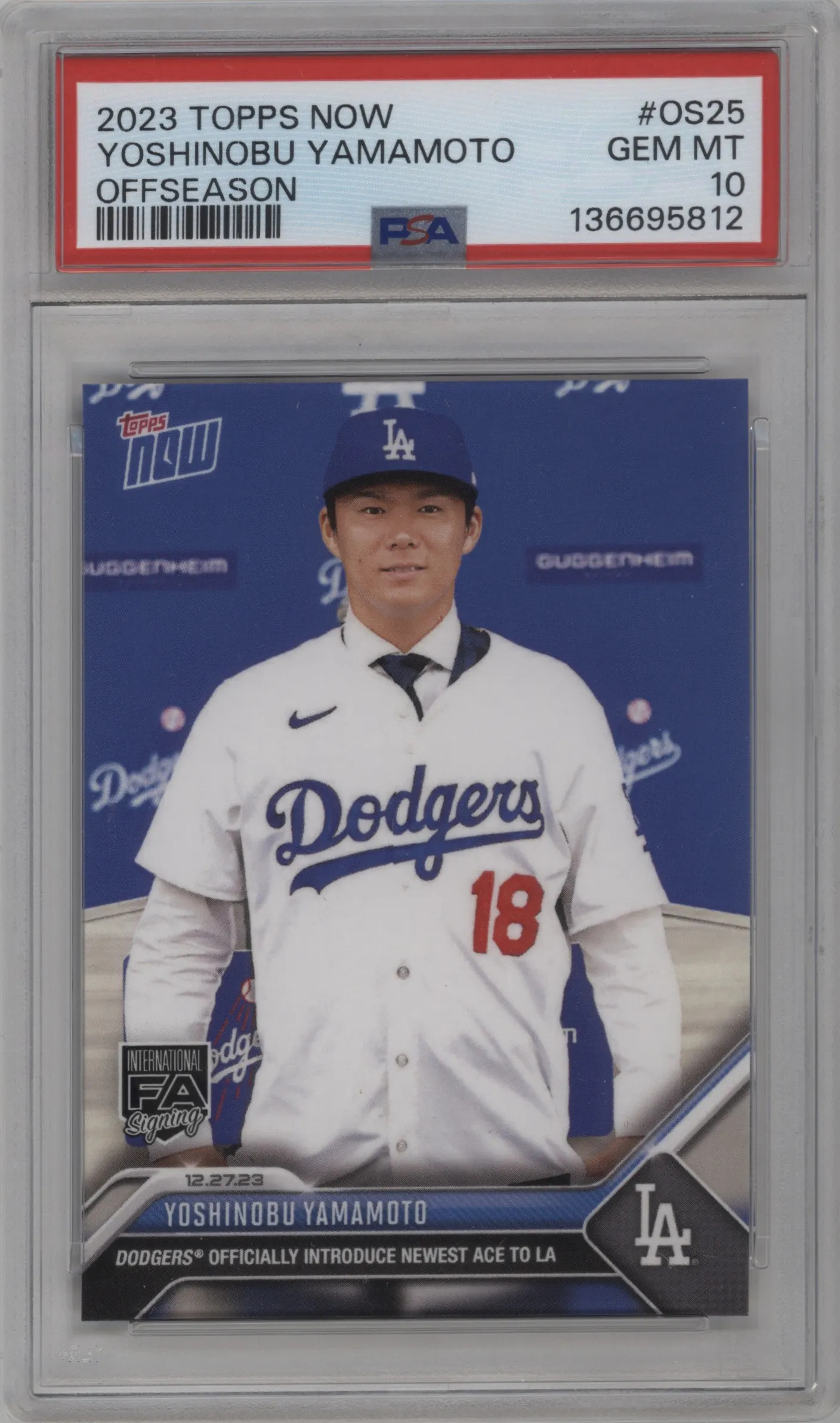 2023 Topps Now Off-Season Yoshinobu Yamamoto PSA 10