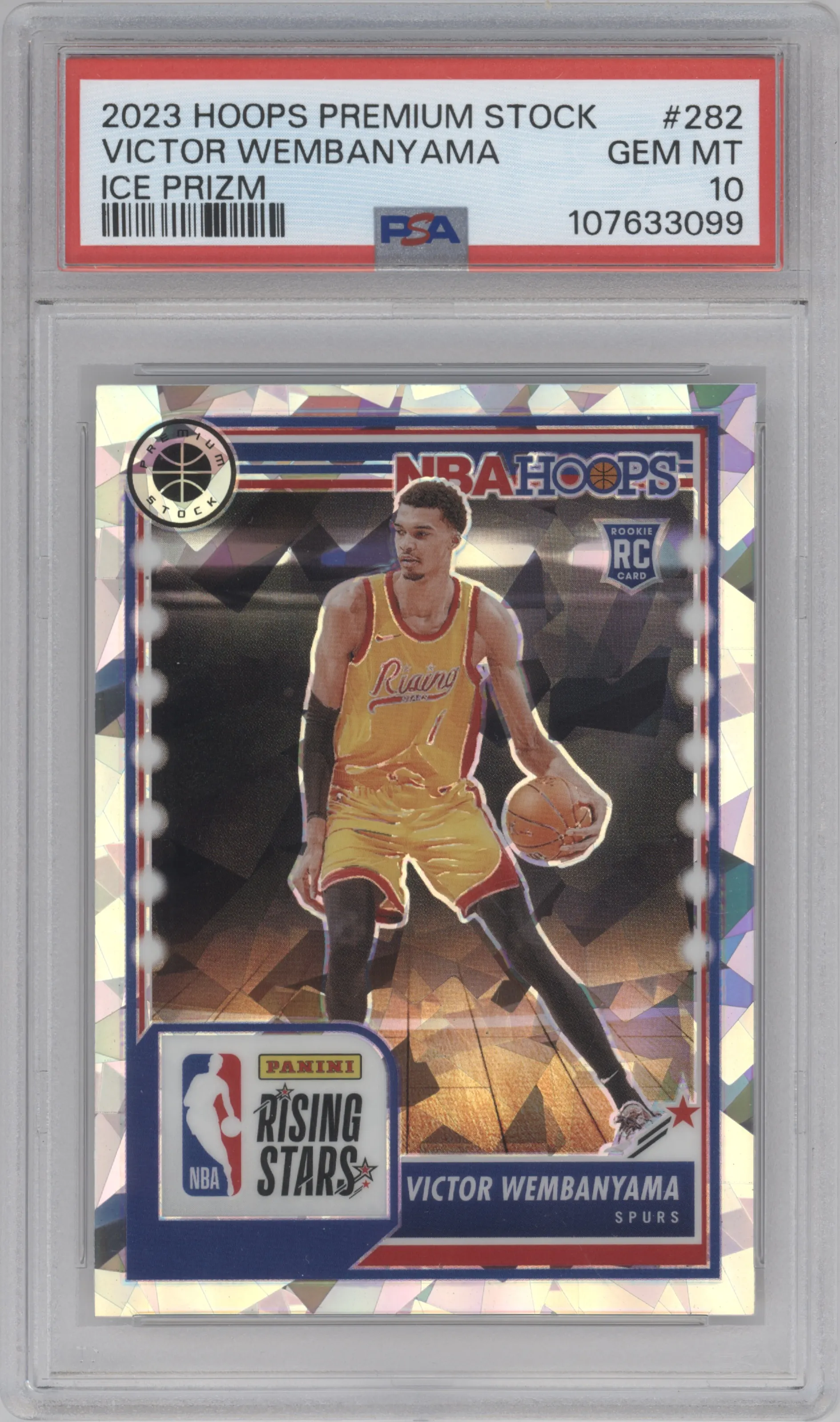 2023 Panini Hoops Premium Stock Rising Stars Victor Wembanyama Ice #282 PSA 10