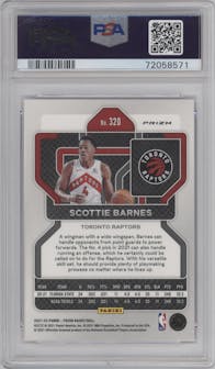 Scottie Barnes from the 2021-22 Panini Prizm  set featuring a Pink Ice parallel graded by PSA and given an overall grade of 10.