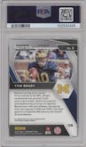 Tom Brady from the 2021 Panini Prizm Draft Picks set featuring a Gold Ice parallel graded by PSA and given an overall grade of 10.