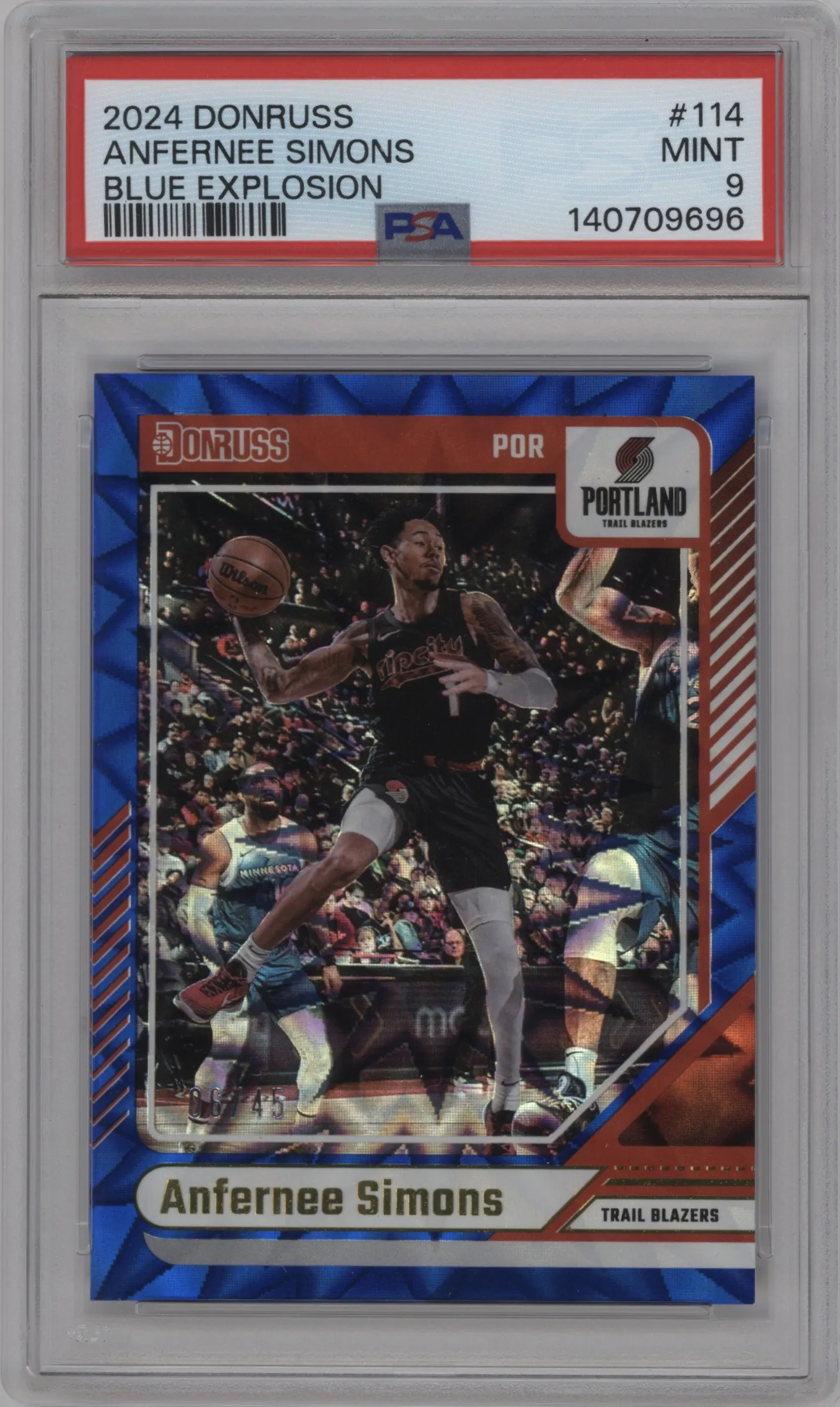 2024 Panini Donruss Anfernee Simons Blue Explosion #114 PSA 9