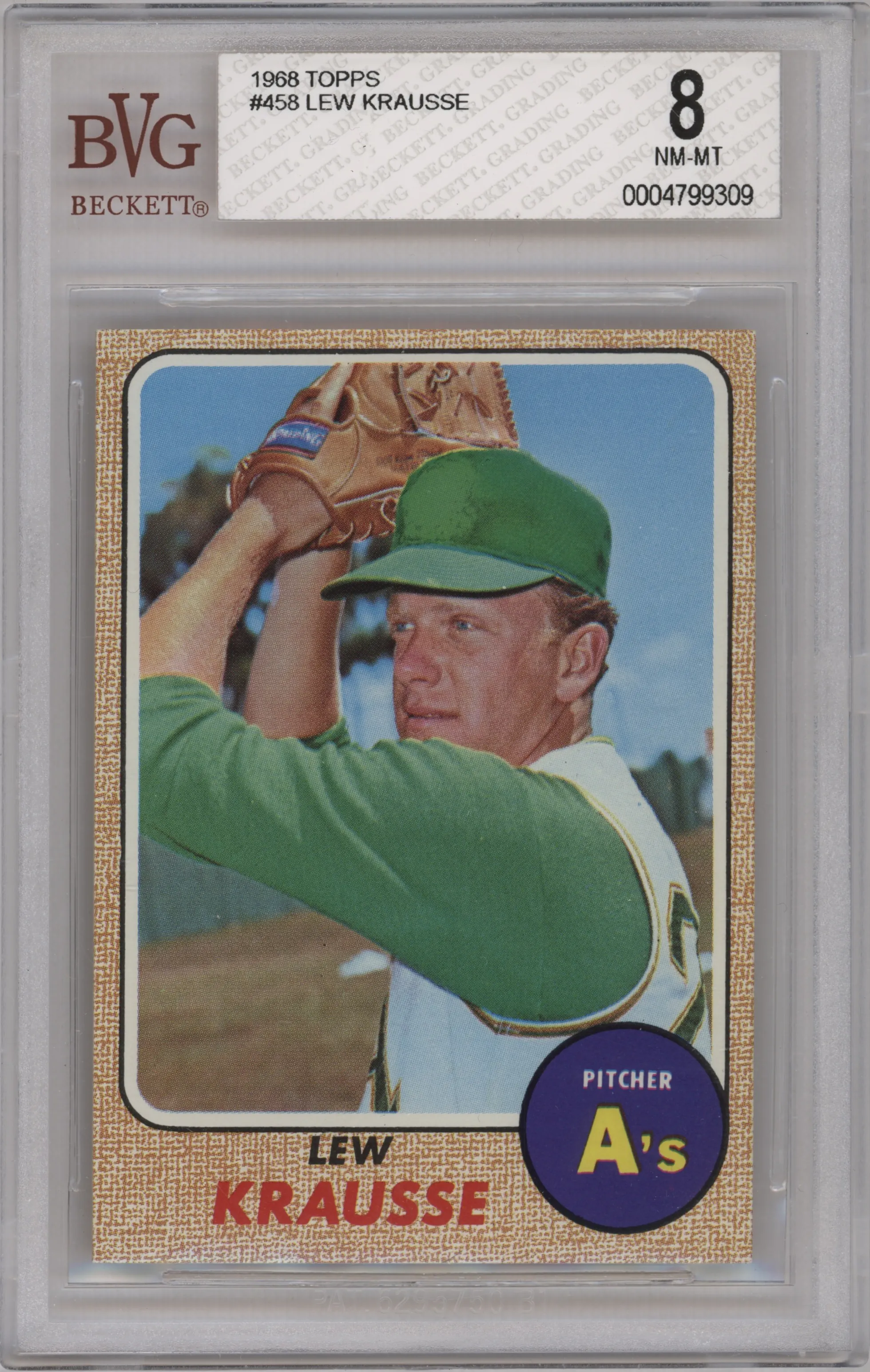 1968 Topps Lew Krausse BGS 8