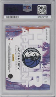 Jaden Hardy from the 2022-23 Panini Court Kings set featuring a Violet parallel graded by PSA and given an overall grade of 9.