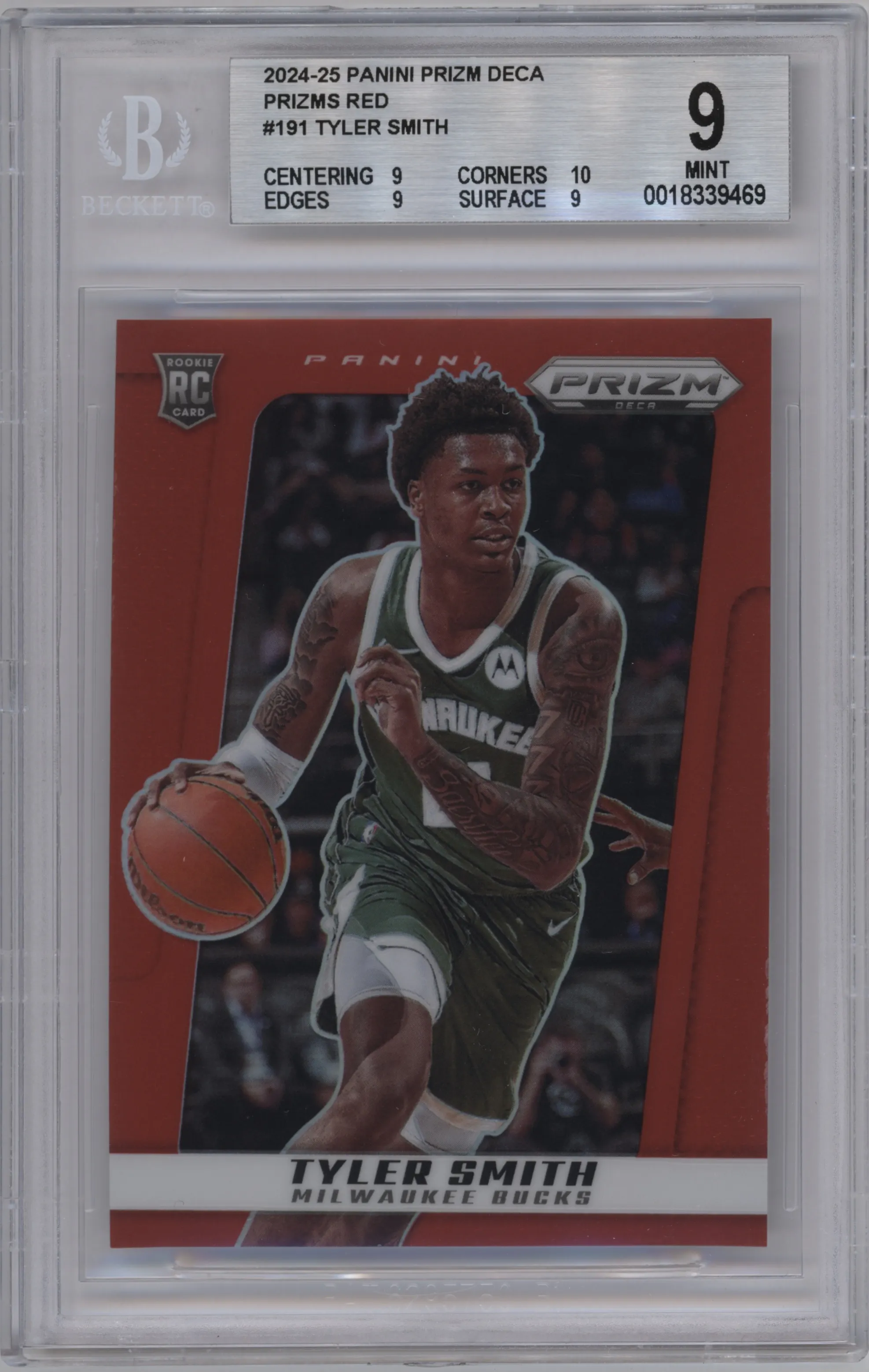 2024 Panini Prizm Deca Tyler Smith Red Prizm BGS 9