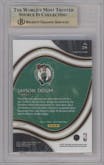 Jayson Tatum from the 2020-21 Panini Select  set featuring a Red White Orange Shimmer parallel graded by Beckett and given an overall grade of 9.5.