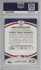 Rob Gronkowski from the 2010 Topps Finest set featuring a X-Fractor parallel graded by PSA and given an overall grade of 8.