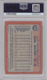 Dave Justice from the 1991 Topps set featuring a Desert Shield parallel graded by PSA and given an overall grade of 8.
