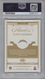 Justin Herbert from the 2021 Panini Flawless set graded by PSA and given an overall grade of 9.