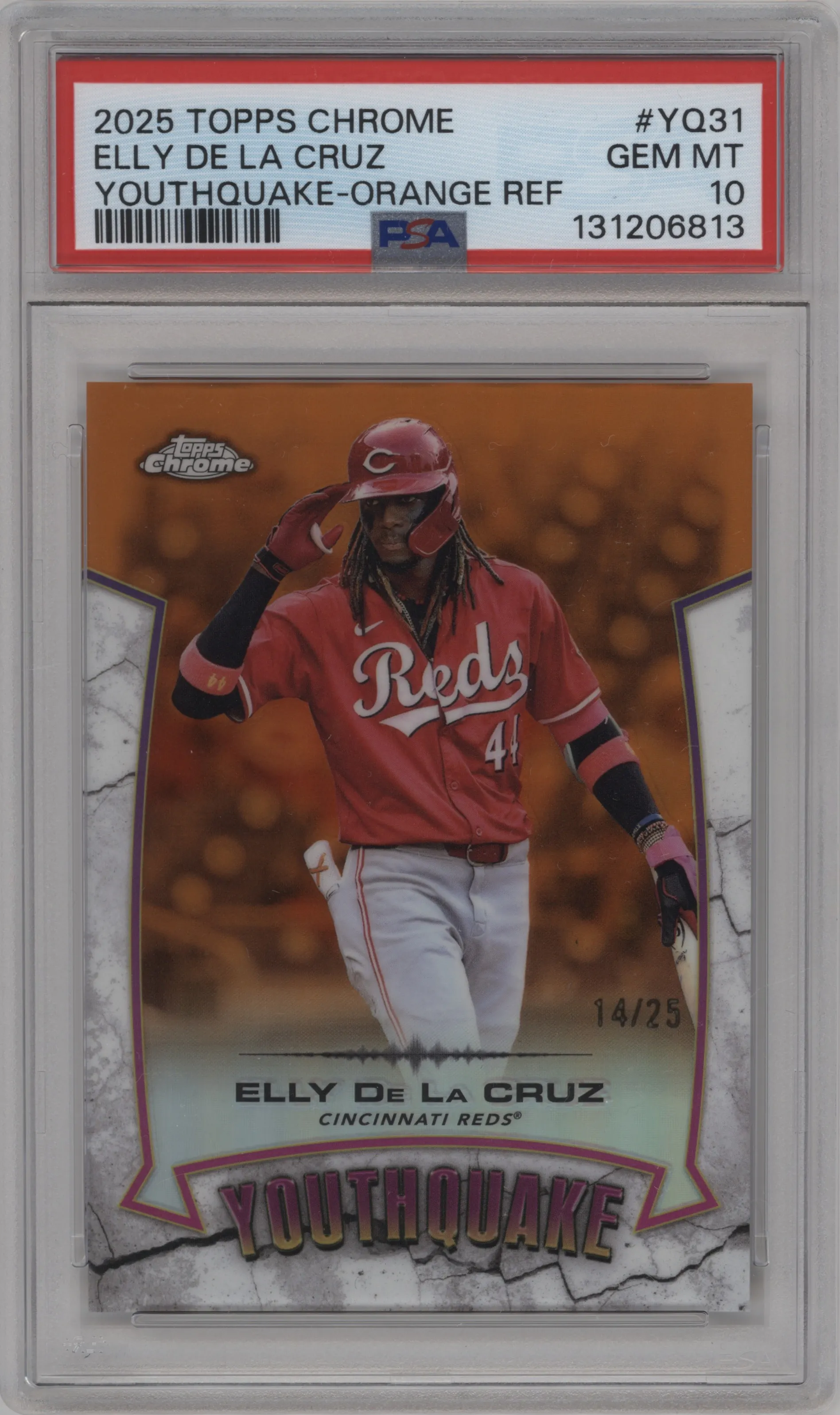 2025 Topps Chrome YouthQuake Elly De La Cruz Orange Refractor #YQ-31 PSA 10