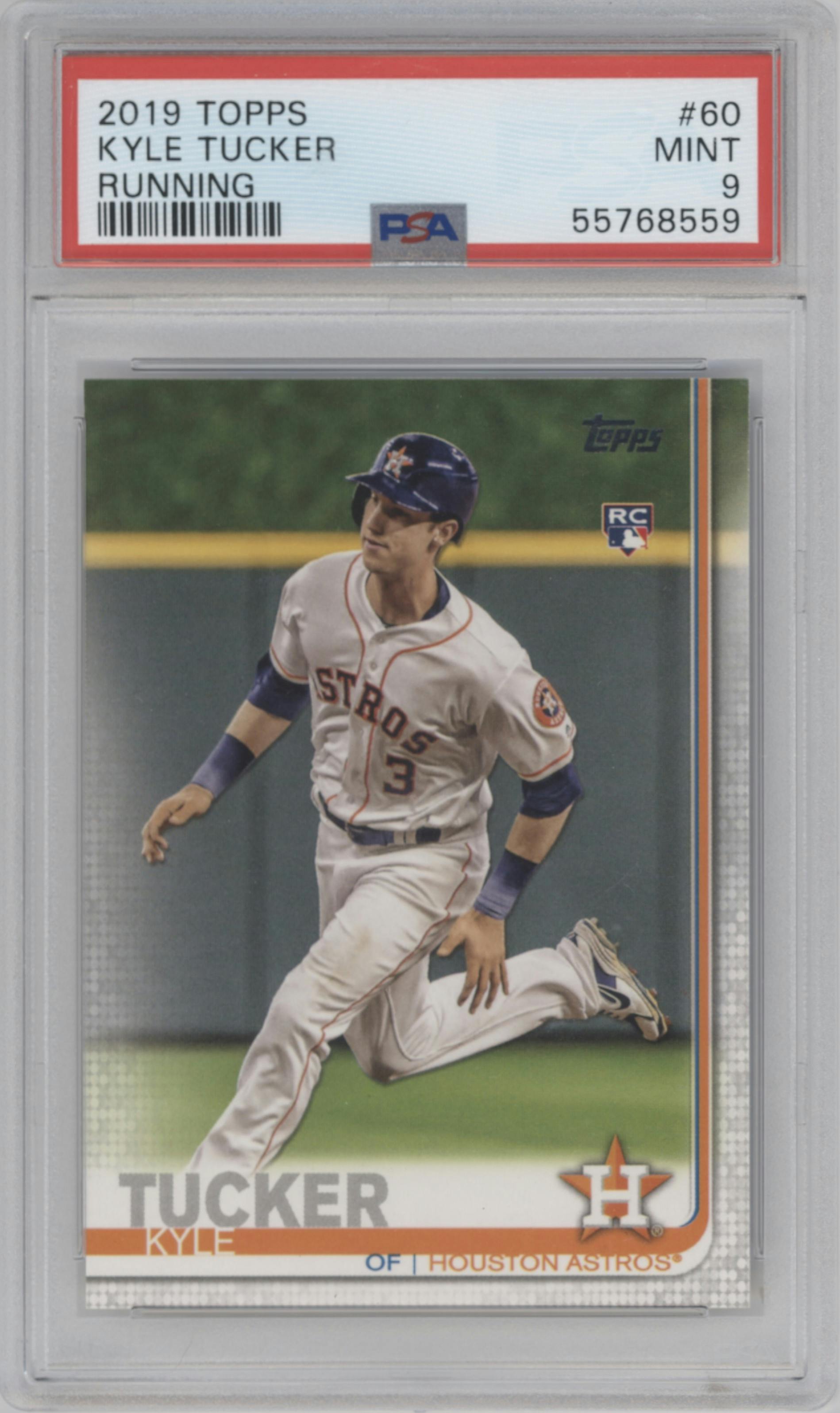 Kyle Tucker from the 2019 Topps Series 1 set graded by PSA and given an overall grade of 9.