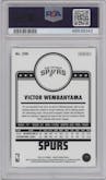 Victor Wembanyama from the 2023-24 Panini NBA Hoops set featuring a Teal Explosion parallel graded by PSA and given an overall grade of 10.