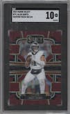 Jalen Hurts from the 2023 Panini Select set featuring a Maroon Prizm parallel graded by SGC and given an overall grade of 10.