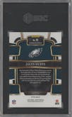 Jalen Hurts from the 2023 Panini Select set featuring a Maroon Prizm parallel graded by SGC and given an overall grade of 10.