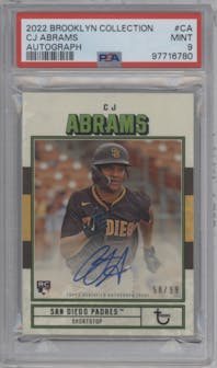 CJ Abrams from the 2022 Topps Brooklyn Collection and Odds set graded by PSA and given an overall grade of 9.
