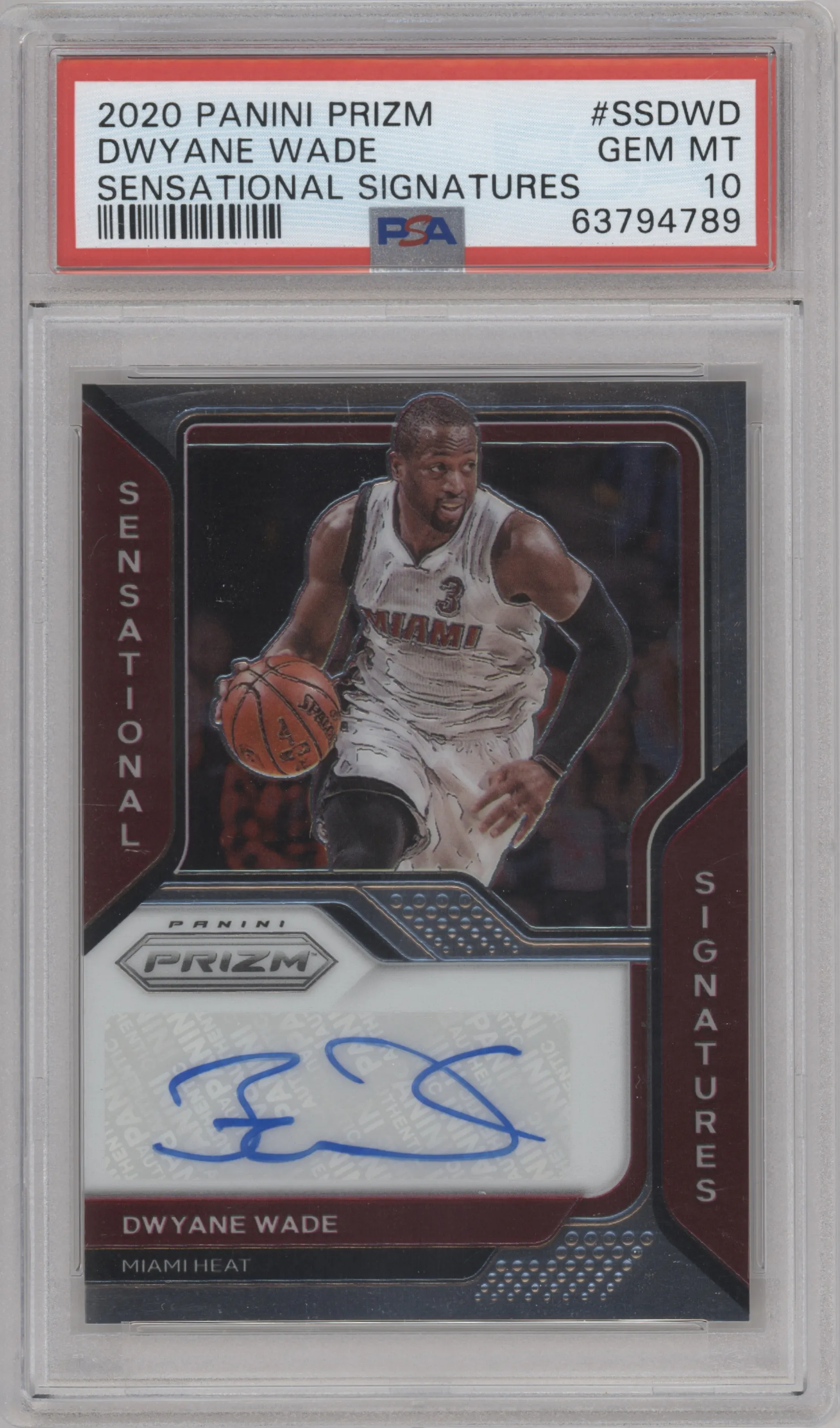 2020 Panini Prizm Sensational Sig. Dwyane Wade #SS-DWD PSA 10