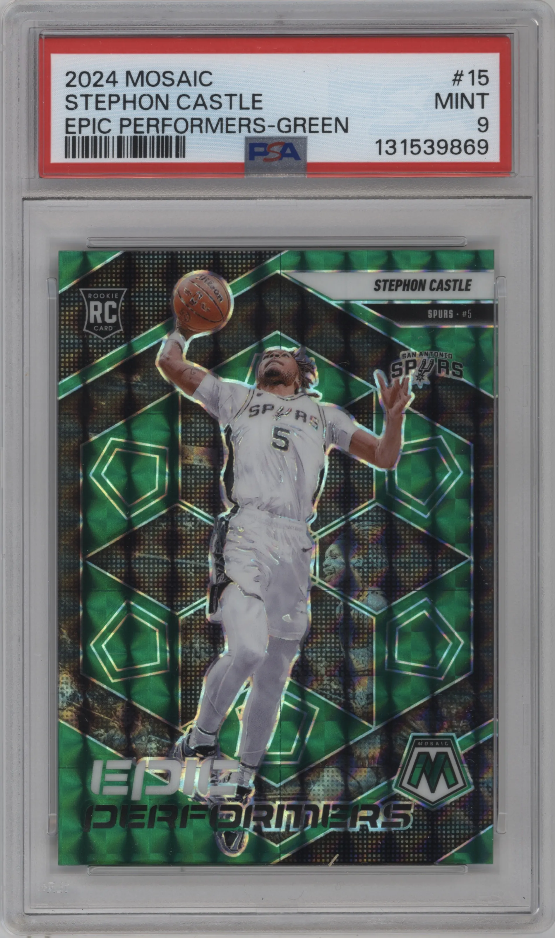 2024 Panini Mosaic Epic Performers Stephon Castle Green Mosaic PSA 9