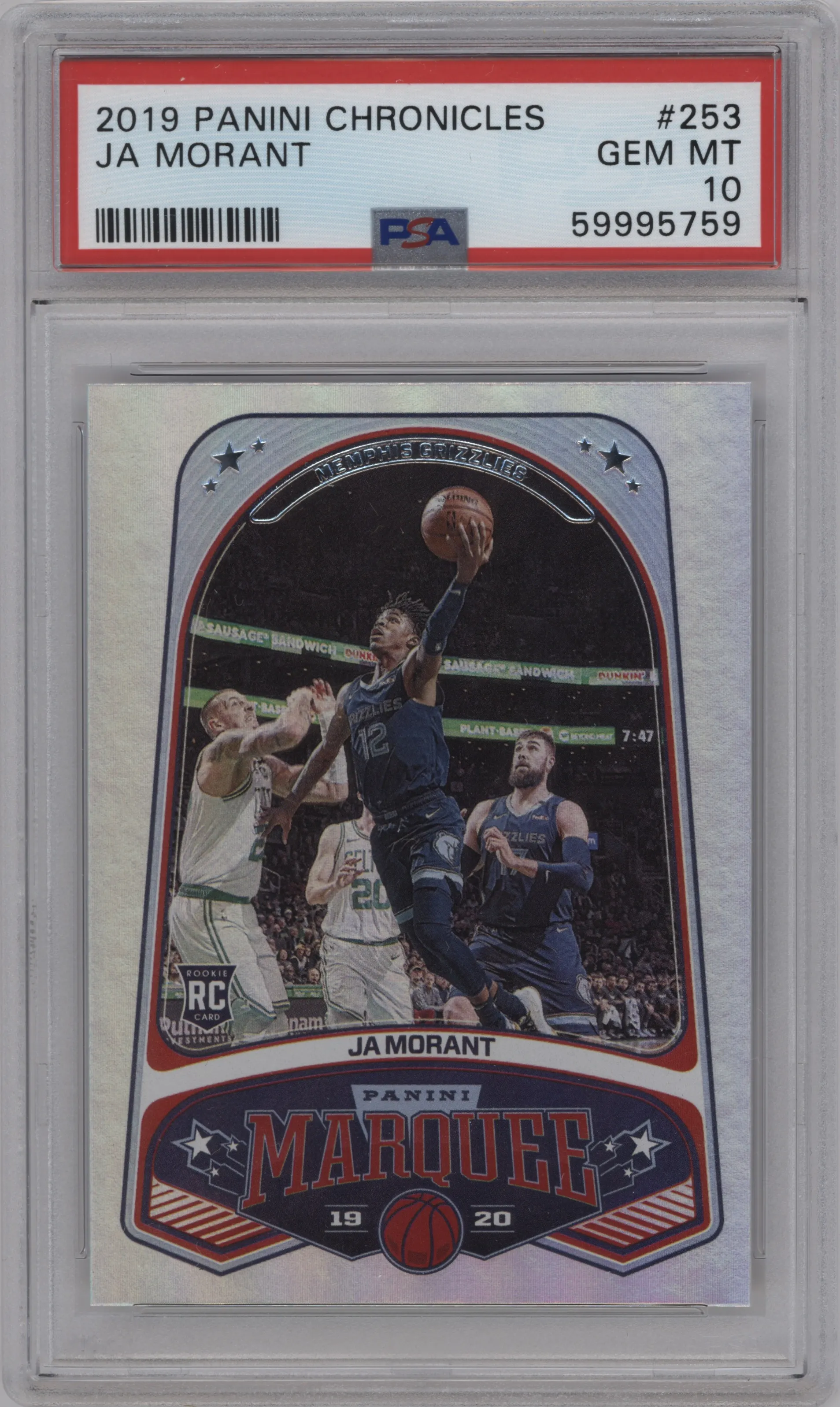 2019 Panini Chronicles Marquee Ja Morant PSA 10