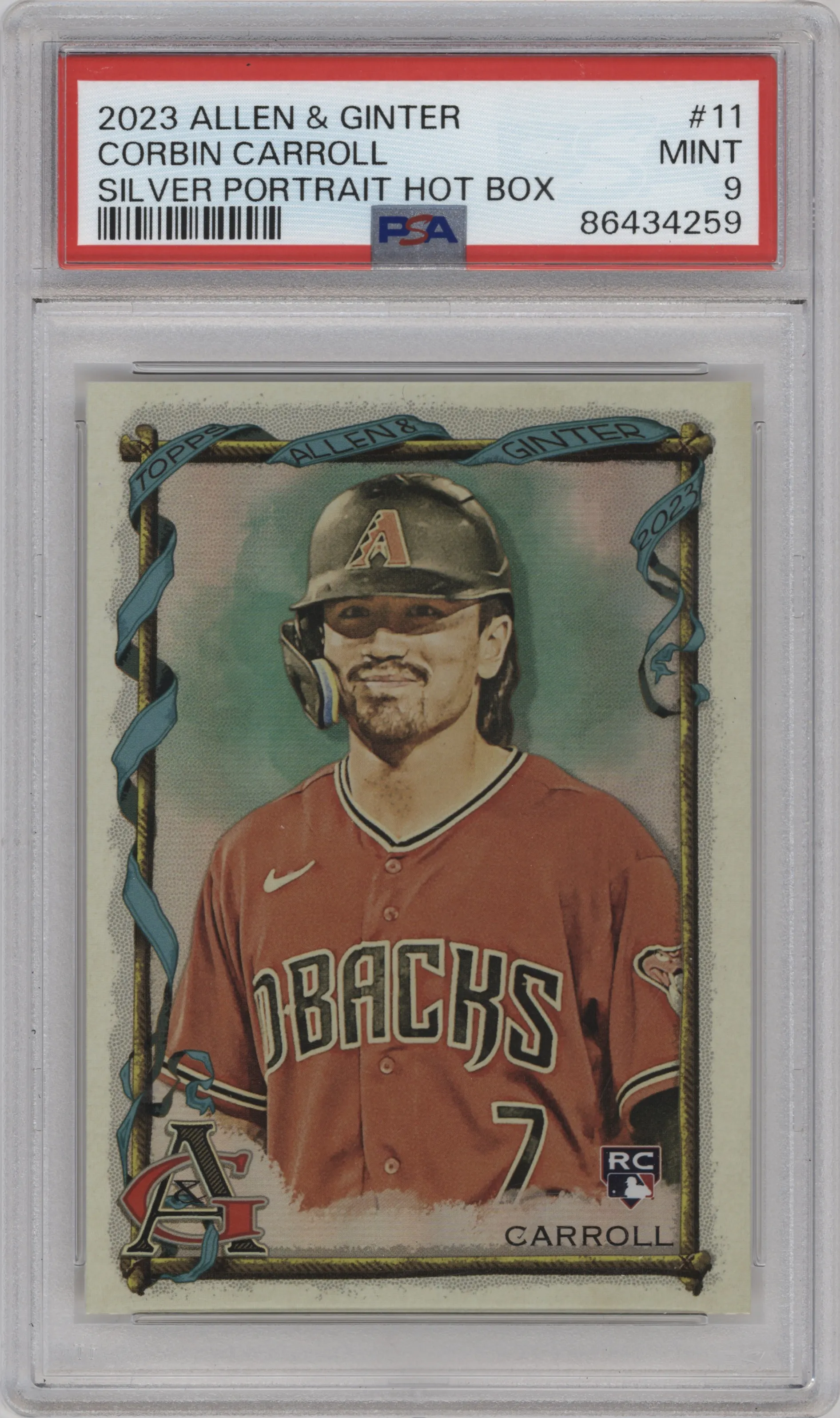 2023 Topps Allen & Ginter Corbin Carroll Silver Portrait Hot Box PSA 9