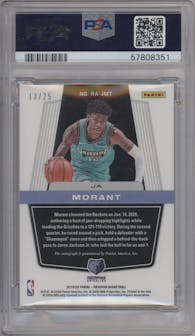 Ja Morant from the 2019-20 Panini Obsidian set featuring a Electric Etch Green parallel graded by PSA and given an overall grade of 10.