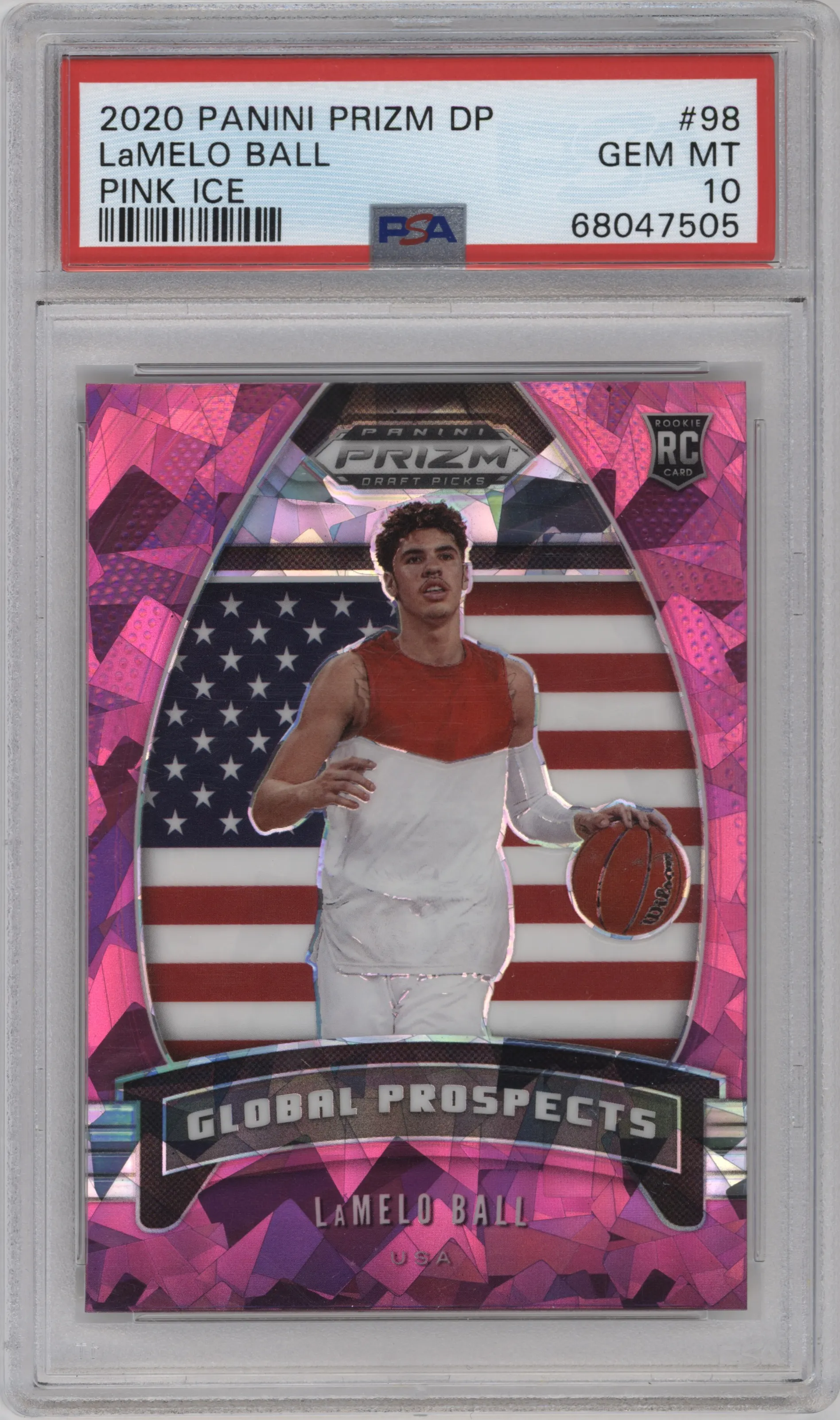 2020 Panini Prizm Draft Picks Global Prospects LaMelo Ball Pink Ice PSA 10