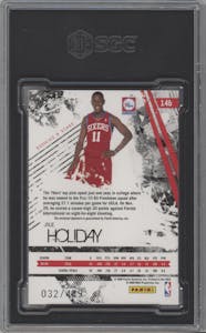 Jrue Holiday from the 2009-10 Panini Rookies & Stars set graded by SGC and given an overall grade of 9.