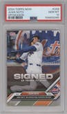 Juan Soto from the 2024-25 Topps Now Off-Season set graded by PSA and given an overall grade of 10.
