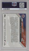 Juan Soto from the 2024-25 Topps Now Off-Season set graded by PSA and given an overall grade of 10.