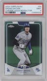 Shohei Ohtani  from the 2024 Topps 50/50 set featuring a Chrome Aqua parallel graded by PSA and given an overall grade of 9.
