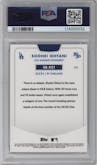 Shohei Ohtani  from the 2024 Topps 50/50 set featuring a Chrome Aqua parallel graded by PSA and given an overall grade of 9.