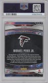 Michael Penix Jr. from the 2024 Panini Prizm set featuring a Green Ice parallel graded by PSA and given an overall grade of 10.