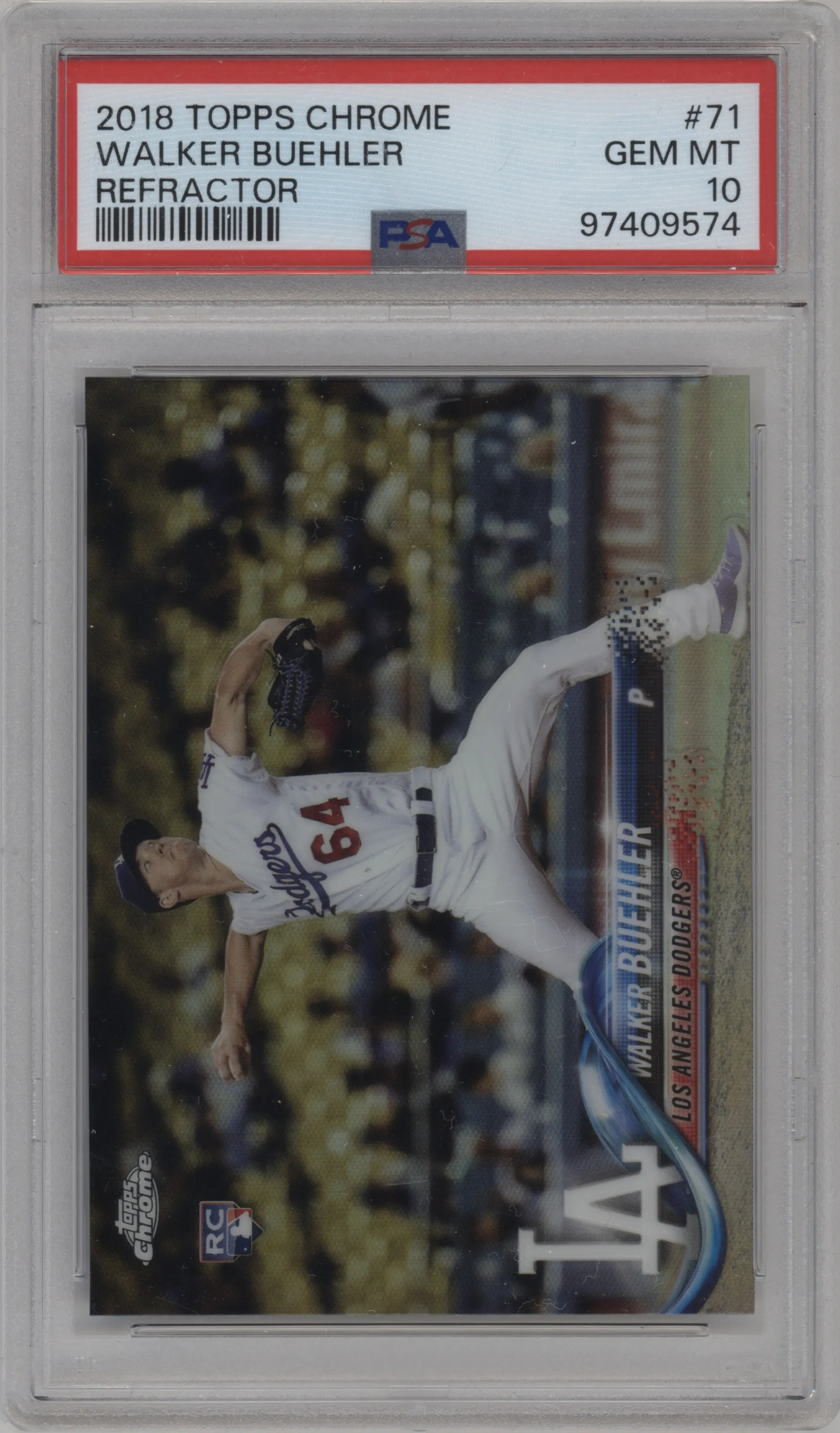 2018 Topps Chrome Walker Buehler Refractor PSA 10