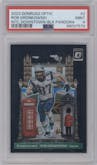 Rob Gronkowski from the 2023 Donruss Optic set featuring a Black Pandora parallel graded by PSA and given an overall grade of 9.
