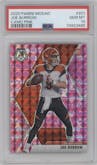 Joe Burrow from the 2020 Panini Mosaic set featuring a Pink Camo parallel graded by PSA and given an overall grade of 10.