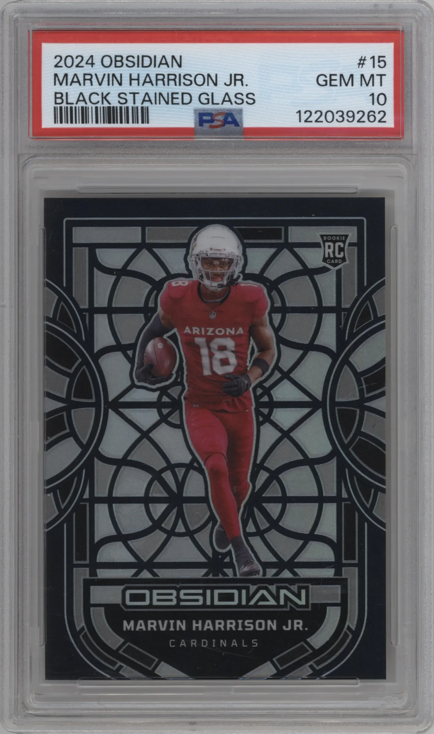 2024 Panini Obsidian Black Stained Glass Marvin Harrison Jr. #15 PSA 10