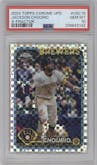 Jackson Chourio from the 2024 Topps Chrome Update set featuring a X-Fractor parallel graded by PSA and given an overall grade of 10.