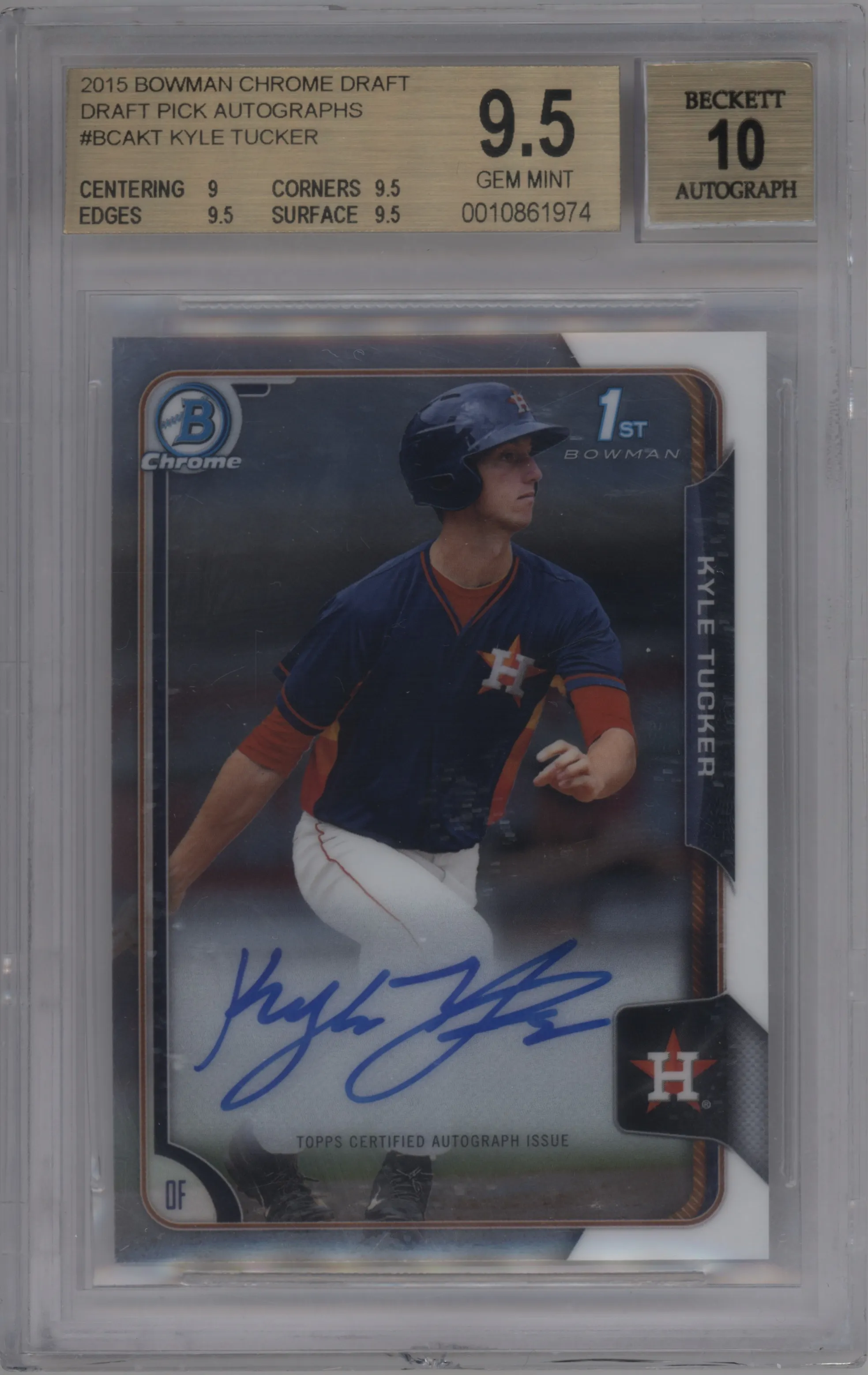 2015 Bowman Draft Chrome DP Auto Kyle Tucker #BCA-KT BGS 9.5
