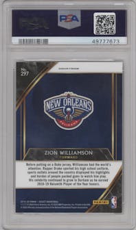 Zion Williamson from the 2019-20 Panini Select set graded by PSA and given an overall grade of 9.