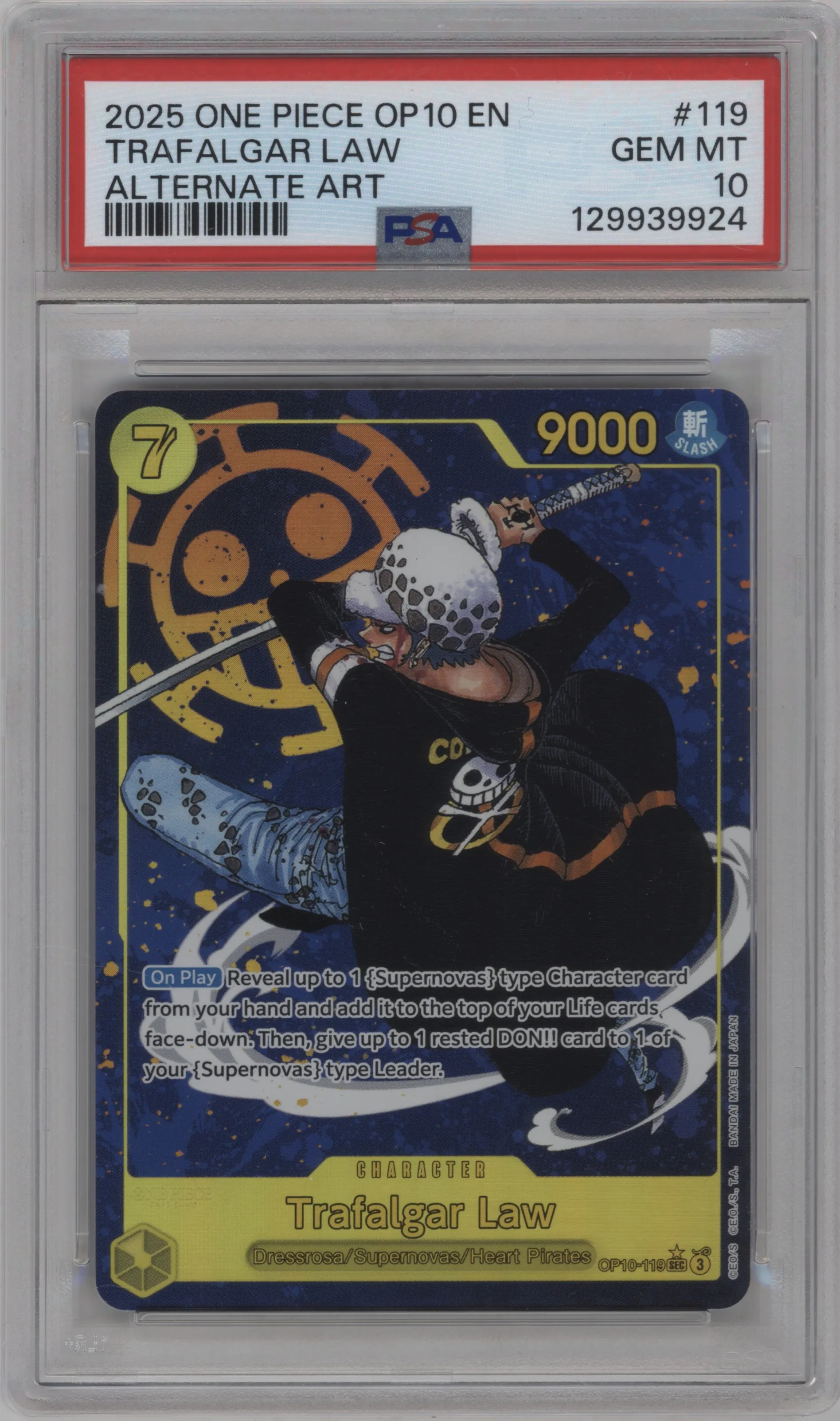 2025 One Piece Royal Blood Trafalgar Law Alternate Art SEC #OP10-119 SEC PSA 10
