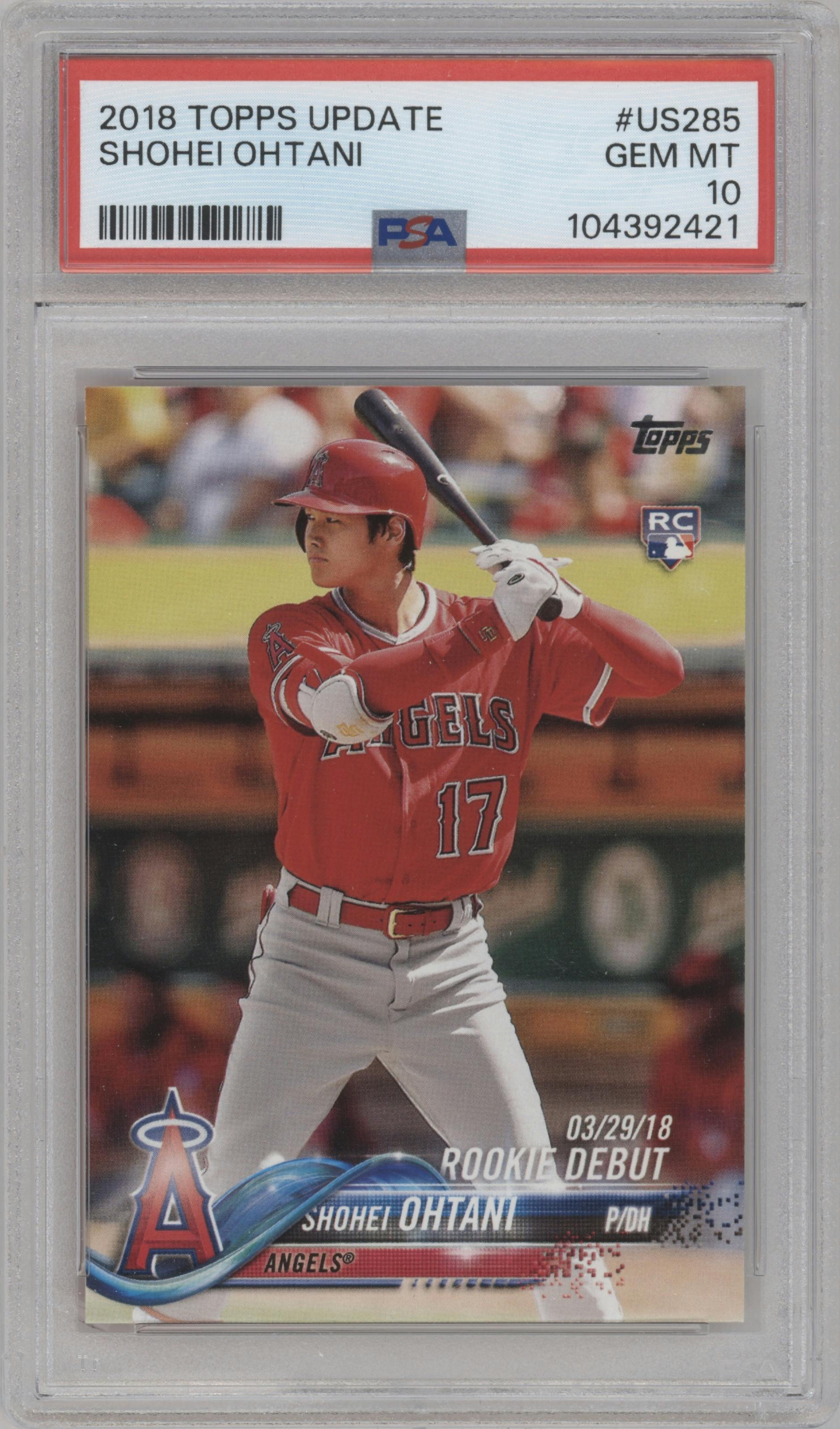 Shohei Ohtani from the 2018 Topps Update set graded by PSA and given an overall grade of 10.